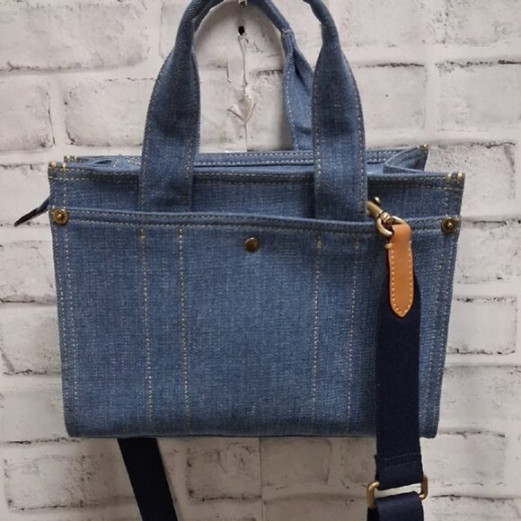 Coach Blue Denim Handbag with Leather Trim - Picture 2 of 5